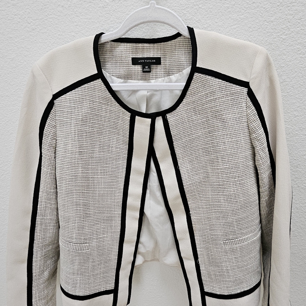 Ann Taylor Ivory and White Crop Jacket